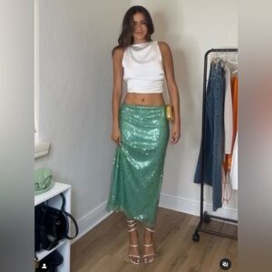 Zara Teal Sequin Skirt *ALTERED TO MINI*